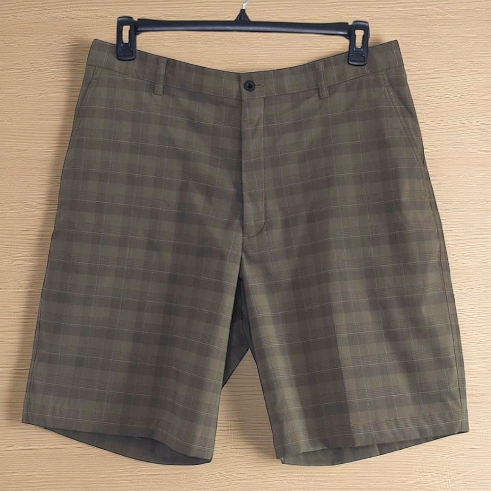 Nike Golf Fit Dry Plaid Shorts Men’s 36 Brown Performance Stretch Activewear